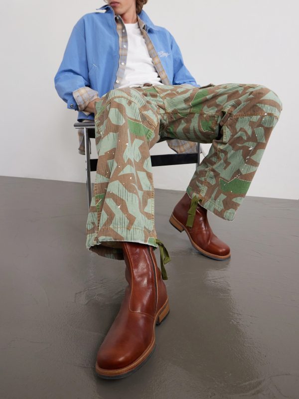 Camouflage Paint-splattered Cargo Wide-leg Trousers - E1 Camouflage Paint-splattered Cargo Wide-leg Trousers - E1