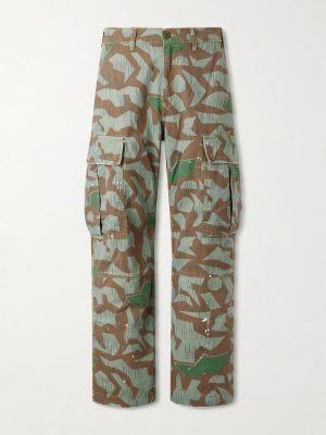 Camouflage Paint-splattered Cargo Wide-leg Trousers Camouflage Paint-splattered Cargo Wide-leg Trousers