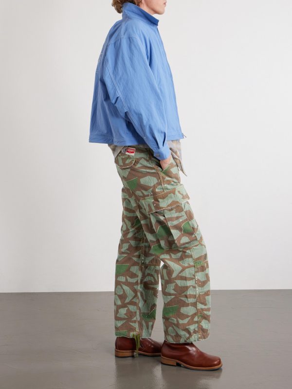 Camouflage Paint-splattered Cargo Wide-leg Trousers - OU Camouflage Paint-splattered Cargo Wide-leg Trousers - OU