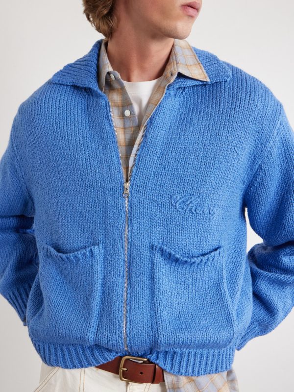 Logo-Embroidered Cotton Zip-Up Cardigan - CU