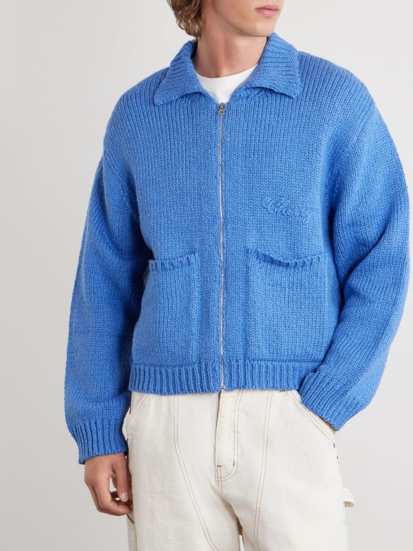 Logo-Embroidered Cotton Zip-Up Cardigan - FR