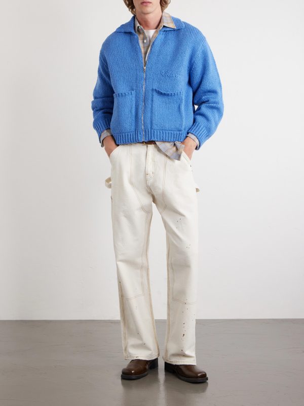 Logo-Embroidered Cotton Zip-Up Cardigan - OU