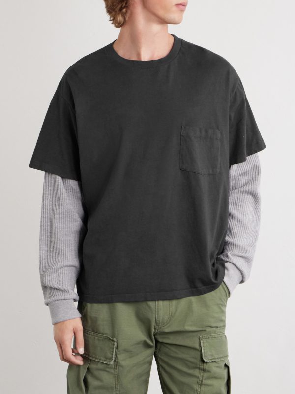 Waffle-Trim Cotton-Jersey T-Shirt - FR Waffle-Trim Cotton-Jersey T-Shirt - FR