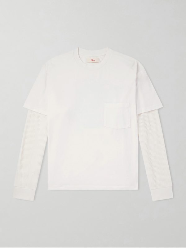 Waffle-Trim Cotton-Jersey Sweater Waffle-Trim Cotton-Jersey Sweater