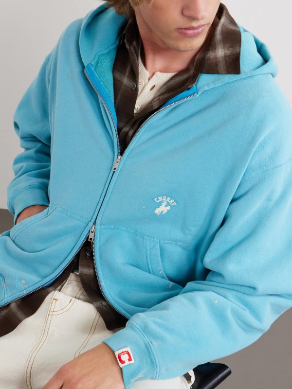 Logo-Embroidered Paint-Splattered Cotton-Jersey Zip-Up Hoodie - CU Logo-Embroidered Paint-Splattered Cotton-Jersey Zip-Up Hoodie - CU