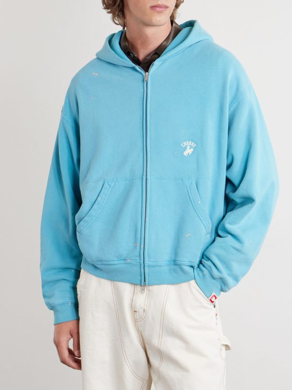 Logo-Embroidered Paint-Splattered Cotton-Jersey Zip-Up Hoodie - FR Logo-Embroidered Paint-Splattered Cotton-Jersey Zip-Up Hoodie - FR