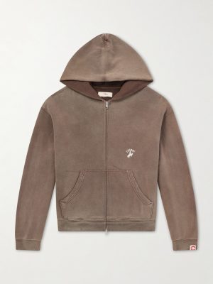 Logo-Embroidered Paint-Splattered Cotton-Jersey Hoodie