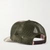 Eagle Logo-Appliquéd Canvas and Mesh Baseball Cap - BK