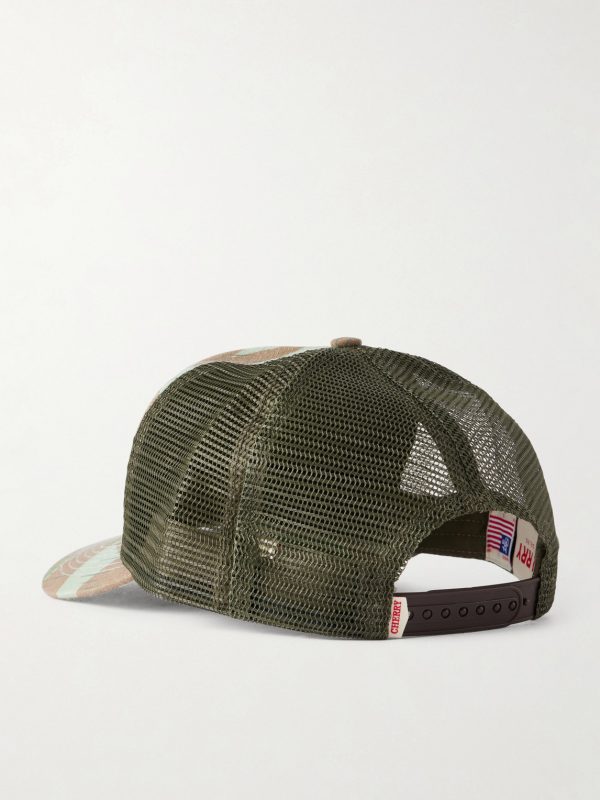 Eagle Logo-Appliquéd Canvas and Mesh Baseball Cap - BK