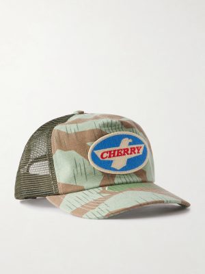 Eagle Logo-Appliquéd Canvas and Mesh Baseball Cap Eagle Logo-Appliquéd Canvas and Mesh Baseball Cap