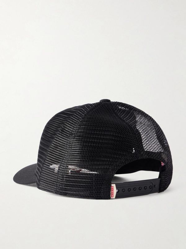 6 Star Logo-Embroidered Studded Canvas and Mesh Baseball Cap - BK