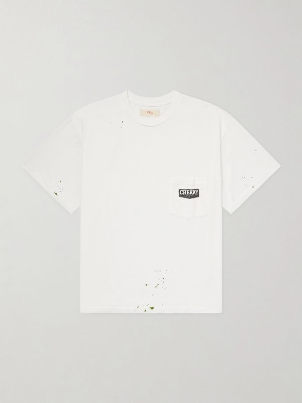 Logo-Print Paint-Splattered Cotton-Jersey T-Shirt Logo-Print Paint-Splattered Cotton-Jersey T-Shirt