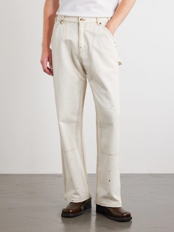 Paint-Splattered Distressed Straight-Leg Jeans - FR Paint-Splattered Distressed Straight-Leg Jeans - FR