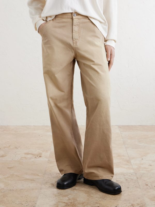 Wide-Leg Cotton-Twill Chinos - FR