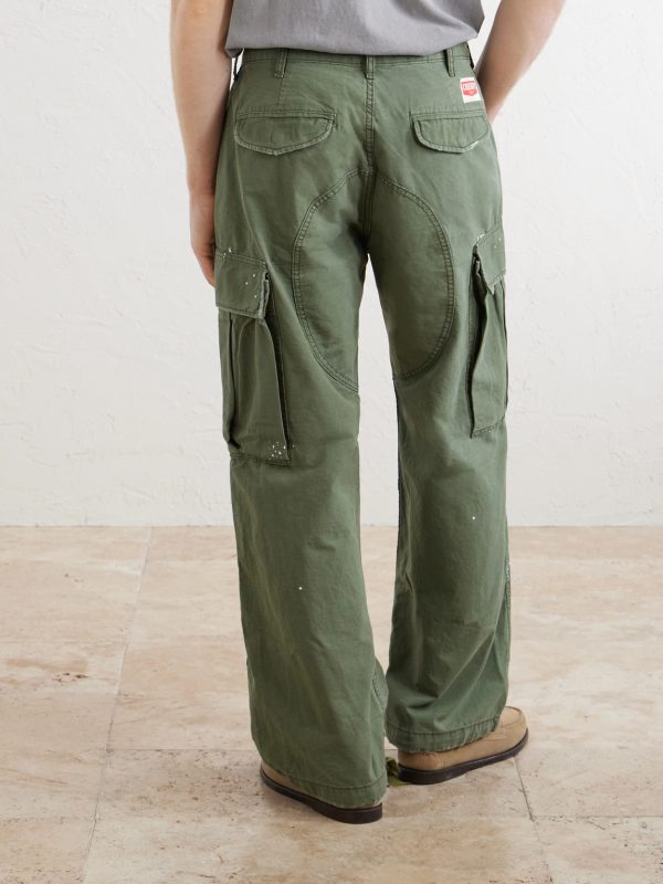 Wide-Leg Paint-Splattered Cotton-Ripstop Cargo Trousers - BK