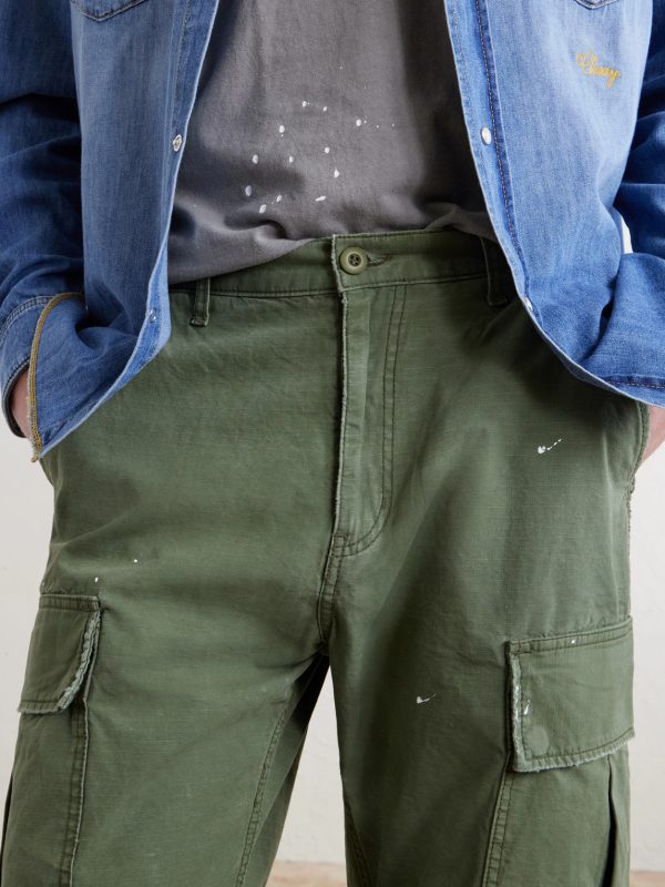 Wide-Leg Paint-Splattered Cotton-Ripstop Cargo Trousers - CU