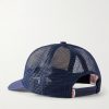 6 Star Logo-Embroidered Studded Canvas and Mesh Trucker Cap - BK 6 Star Logo-Embroidered Studded Canvas and Mesh Trucker Cap - BK