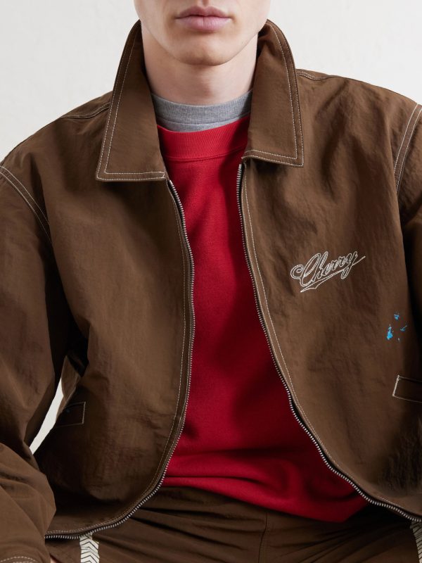 Logo-Embroidered Paint-Splattered Shell Jacket - E1
