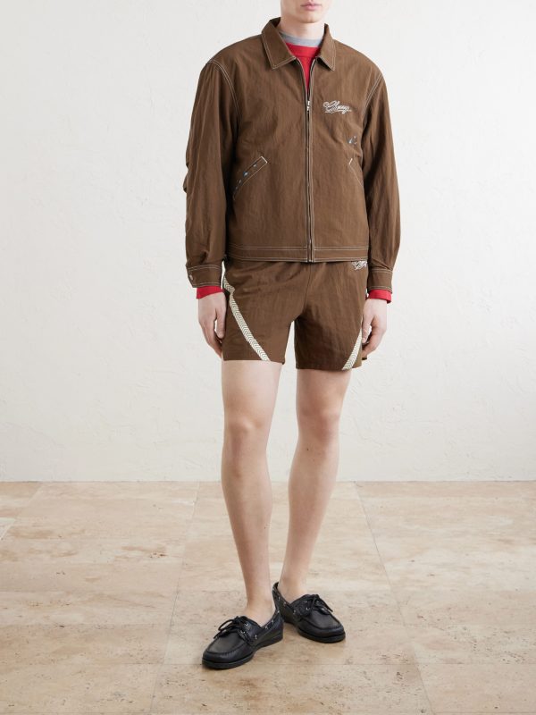 Logo-Embroidered Paint-Splattered Shell Jacket - OU