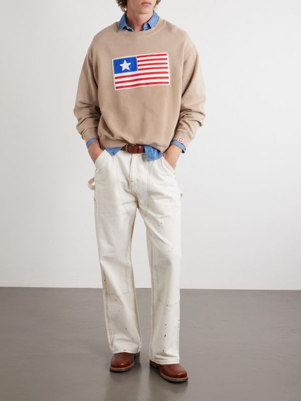 Embroidered Cotton-Jersey Sweater - OU Embroidered Cotton-Jersey Sweater - OU