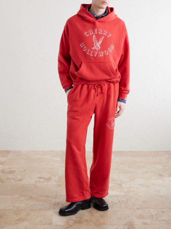 Hollywood Straight-Leg Logo-Print Cotton-Jersey Sweatpants - OU Hollywood Straight-Leg Logo-Print Cotton-Jersey Sweatpants - OU