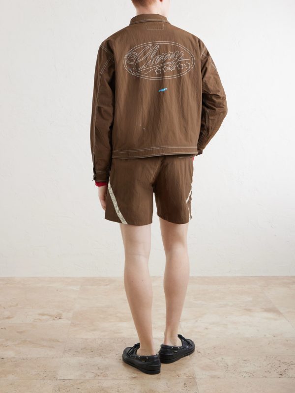 Straight-Leg Logo-Print Woven Shorts - BK