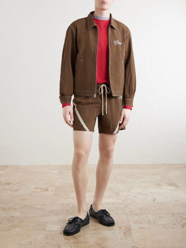 Straight-Leg Logo-Print Woven Shorts - OU