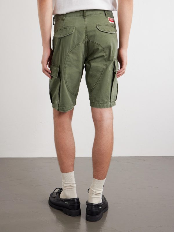 Camouflage Paint-splattered Cargo Straight-leg Shorts - BK Camouflage Paint-splattered Cargo Straight-leg Shorts - BK