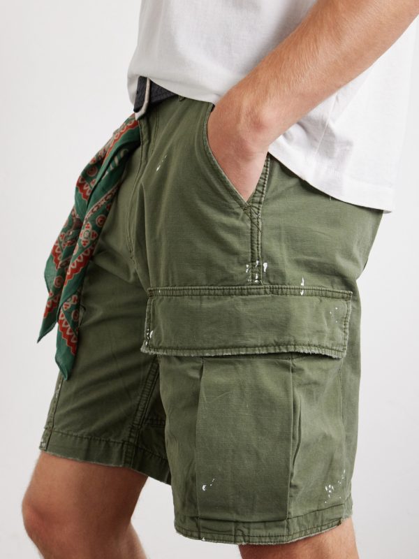 Camouflage Paint-splattered Cargo Straight-leg Shorts - E1 Camouflage Paint-splattered Cargo Straight-leg Shorts - E1