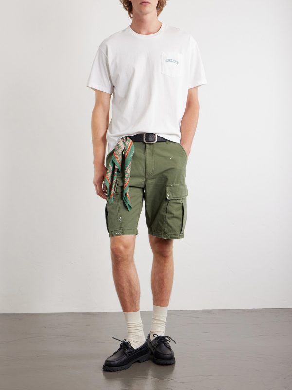 Camouflage Paint-splattered Cargo Straight-leg Shorts - OU Camouflage Paint-splattered Cargo Straight-leg Shorts - OU