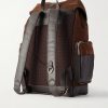 Leather-Trimmed Suede Backpack - BK Leather-Trimmed Suede Backpack - BK