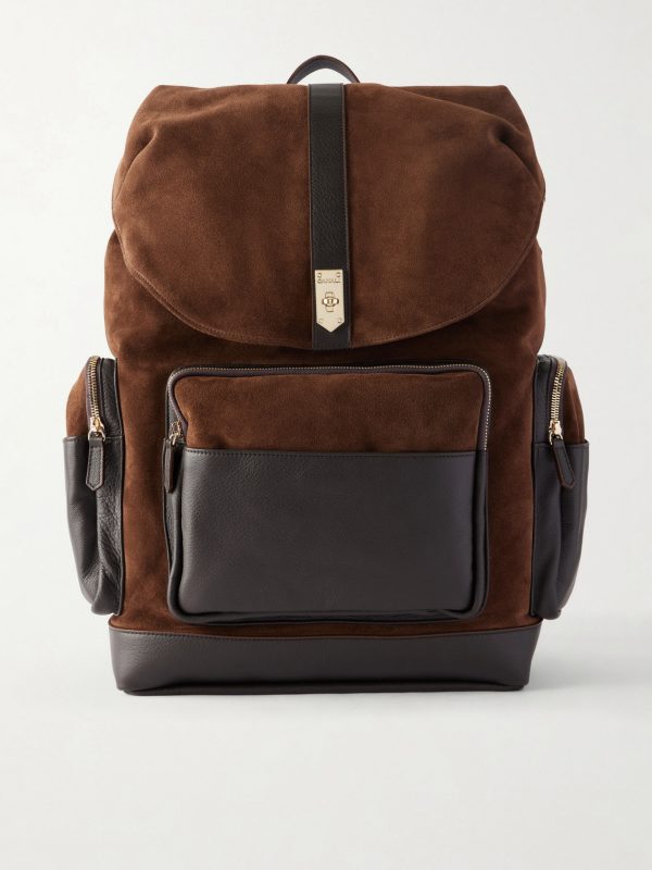 Leather-Trimmed Suede Backpack Leather-Trimmed Suede Backpack
