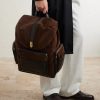 Leather-Trimmed Suede Backpack - OU Leather-Trimmed Suede Backpack - OU