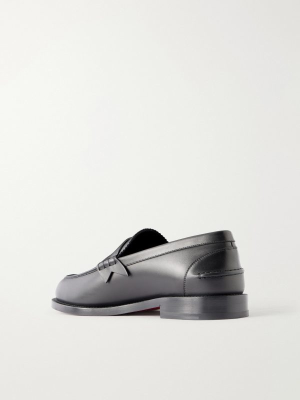 The Plato Logo-Embellished Leather Penny Loafers - BK The Plato Logo-Embellished Leather Penny Loafers - BK