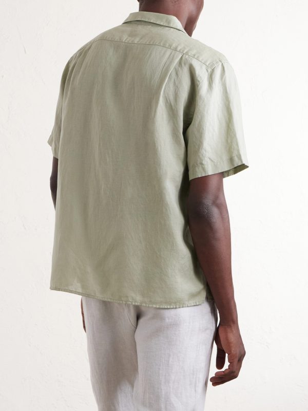 Convertible-Collar Linen and Lyocell-Blend Shirt - BK Convertible-Collar Linen and Lyocell-Blend Shirt - BK