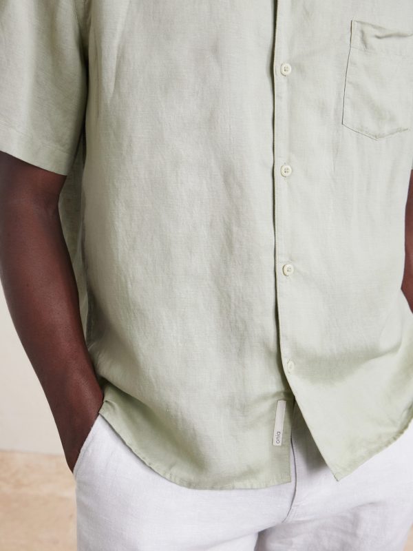 Convertible-Collar Linen and Lyocell-Blend Shirt - CU Convertible-Collar Linen and Lyocell-Blend Shirt - CU