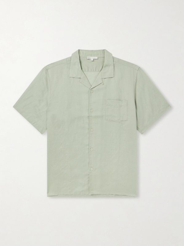 Convertible-Collar Linen and Lyocell-Blend Shirt Convertible-Collar Linen and Lyocell-Blend Shirt