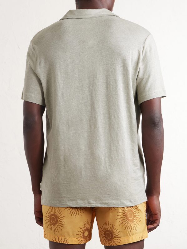 Shaun Linen-Blend Polo Shirt - BK Shaun Linen-Blend Polo Shirt - BK