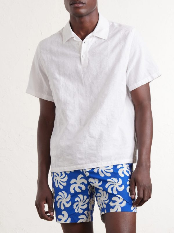 Cotton and Linen-Blend Polo Shirt - FR Cotton and Linen-Blend Polo Shirt - FR