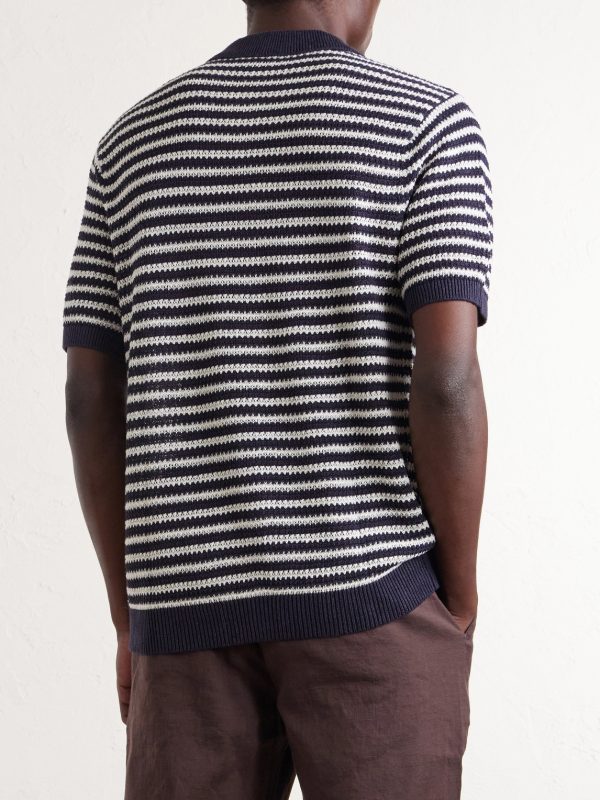 Striped Knitted Linen Shirt - BK Striped Knitted Linen Shirt - BK