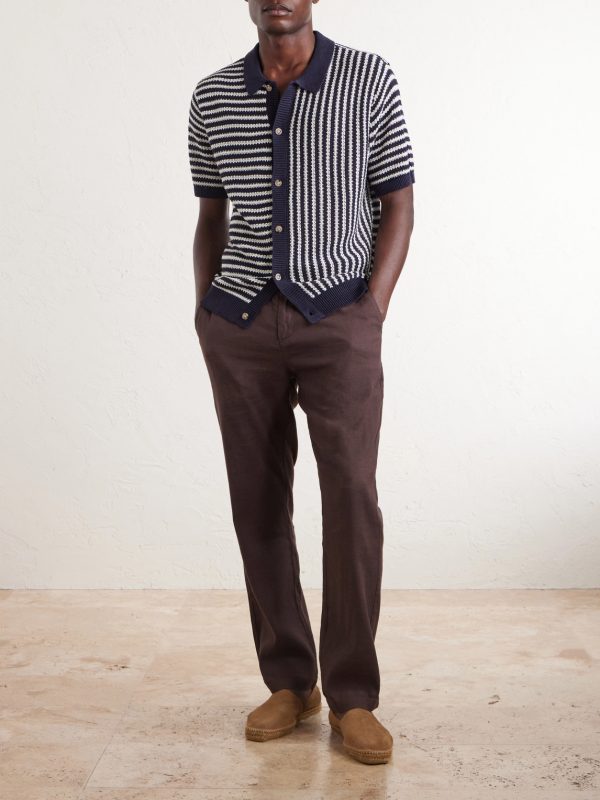 Striped Knitted Linen Shirt - OU Striped Knitted Linen Shirt - OU