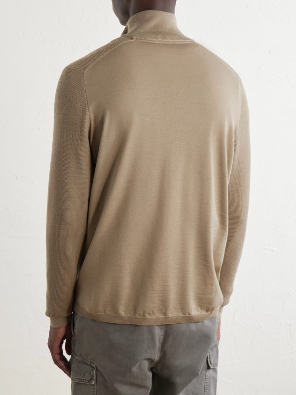 Waffle Turtle-Neck Wool-Knitted Sweater - BK Waffle Turtle-Neck Wool-Knitted Sweater - BK