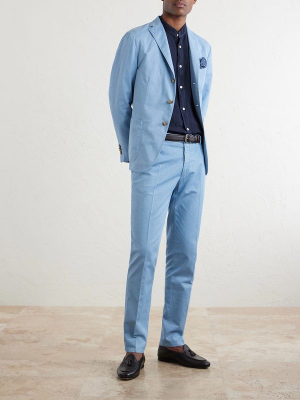 Straight-Leg Cotton-Blend Suit Trousers - OU Straight-Leg Cotton-Blend Suit Trousers - OU