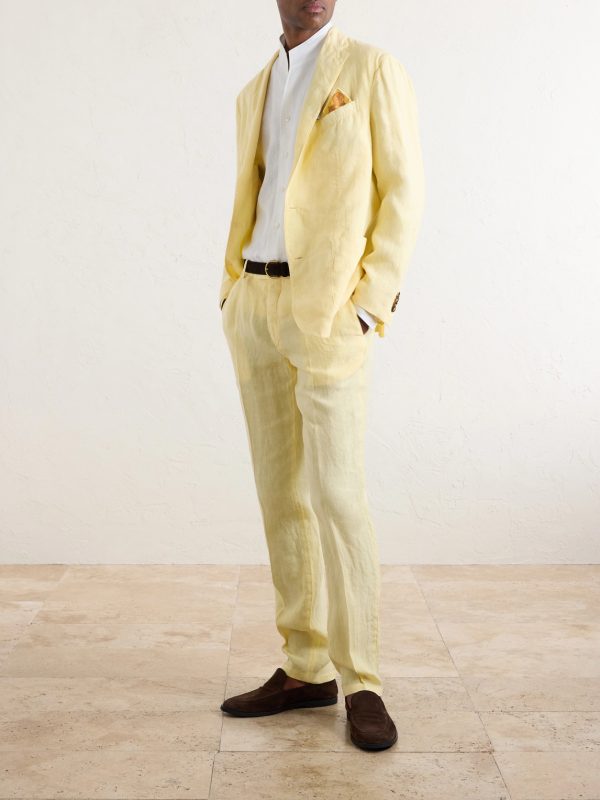 Straight-Leg Linen Suit Trousers - OU Straight-Leg Linen Suit Trousers - OU