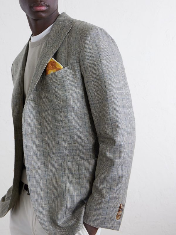 Prince of Wales Checked Silk Blazer - CU Prince of Wales Checked Silk Blazer - CU