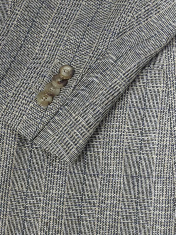 Prince of Wales Checked Silk Blazer - E1 Prince of Wales Checked Silk Blazer - E1
