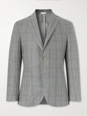 Prince of Wales Checked Silk Blazer