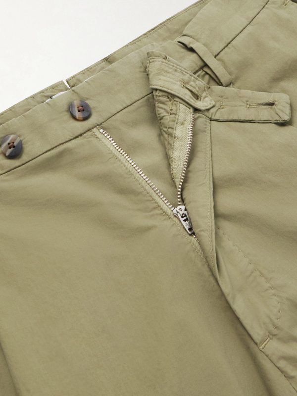 Straight-Leg Pleated Cotton-Blend Poplin Shorts - E1
