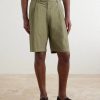 Straight-Leg Pleated Cotton-Blend Poplin Shorts - FR