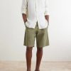 Straight-Leg Pleated Cotton-Blend Poplin Shorts - OU